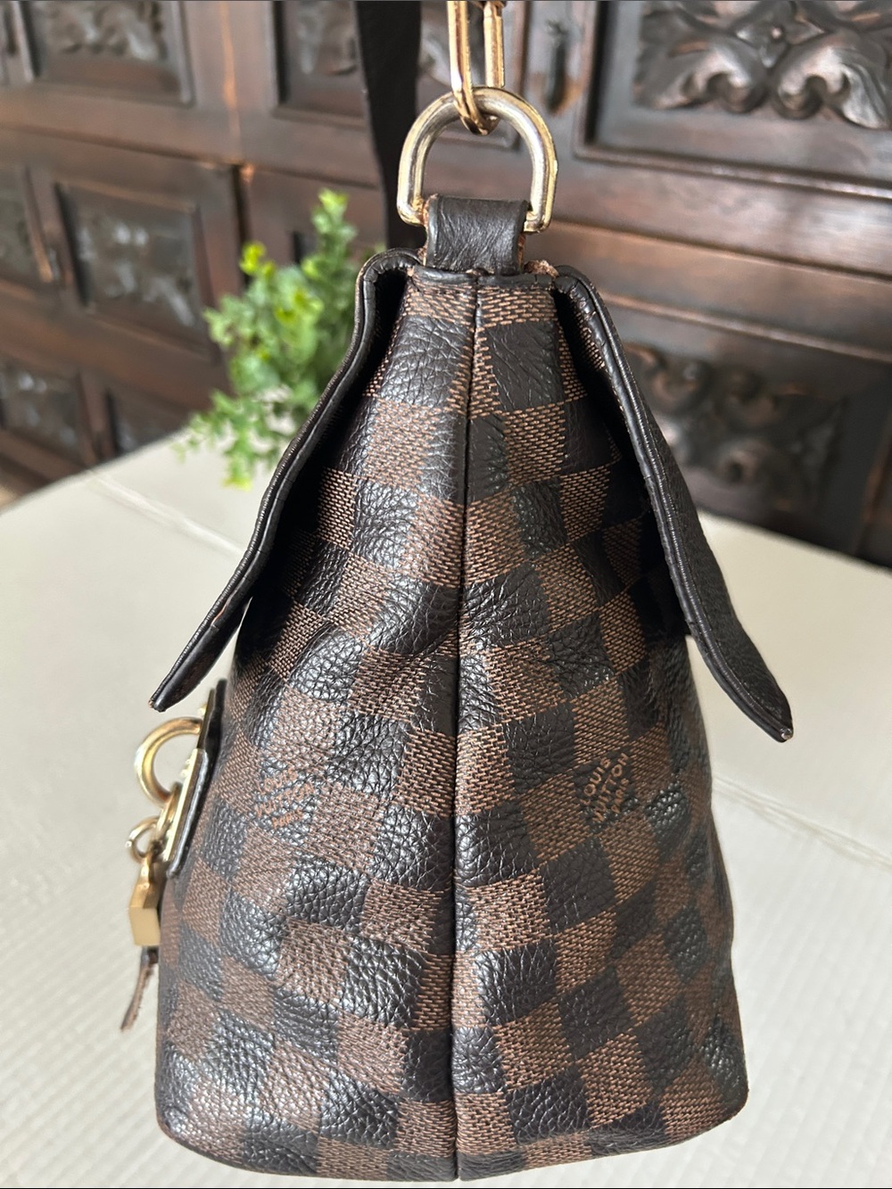 Beautiful Brown Checker Canvas Shoulder Bag with - Picture 8 of 17